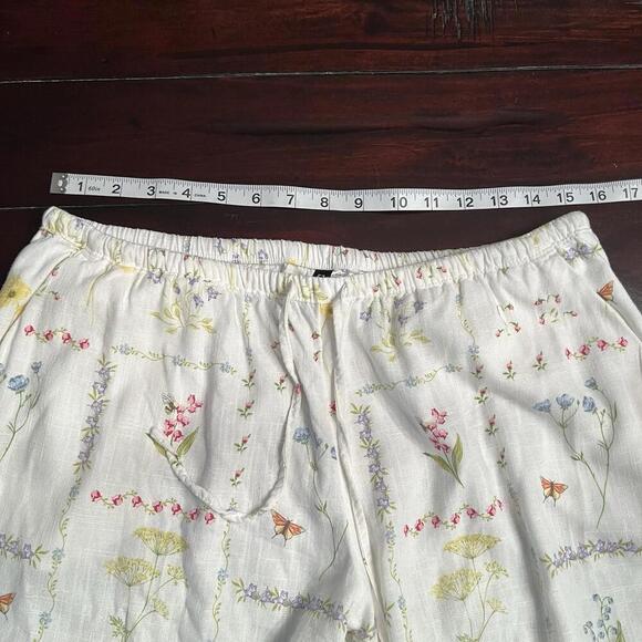 H&M Divided Women's Lightweight Floral Print Cream Pants Size Medium - Picture 7 of 10